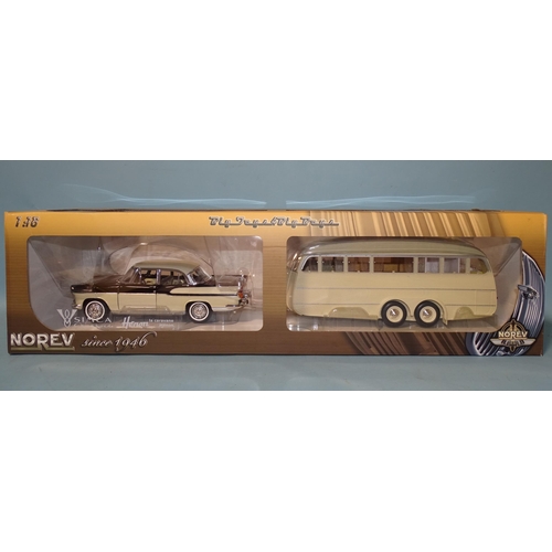 647 - Norev, a boxed 1:18 scale Simca Chambord and Henon caravan, (appears mint).