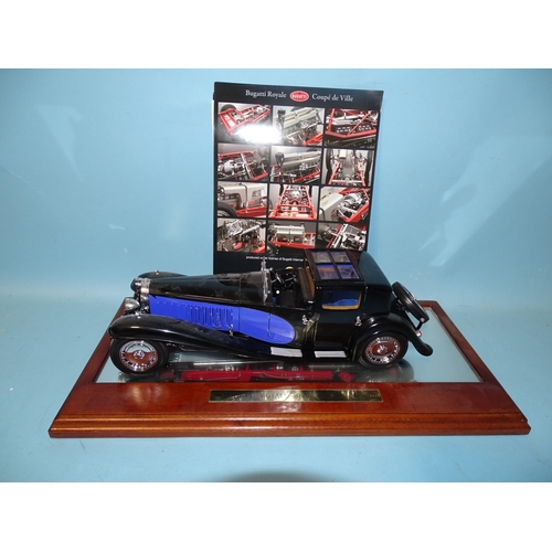 650 - Bauer, 1:18 scale diecast model of a Bugatti Royale Coupé de Ville, on display stand, with literatur... 