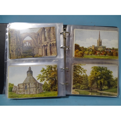 67 - An album of 127 artist-drawn A R Quinton postcards, including a set of six Sheringham views, a set o... 