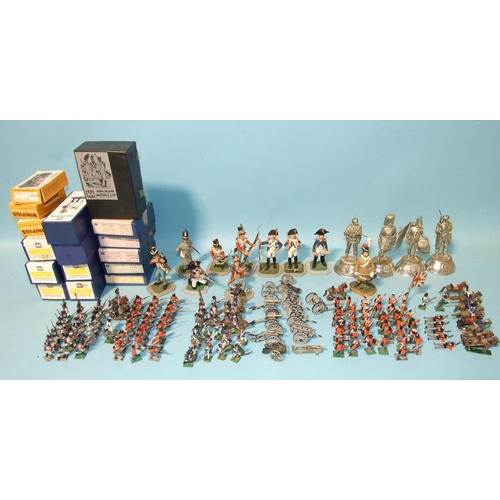 679 - A quantity of Hinchliffe Models Ltd and other lead soldiers: 10x 75mm and approximately 130x 25mm ga... 