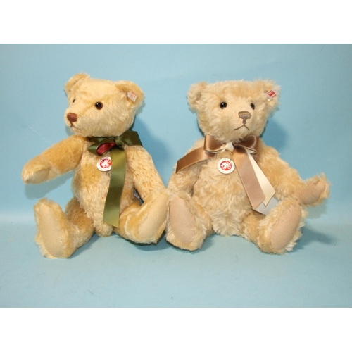 691 - Two Steiff limited-edition teddy bears, 37cm, one golden, the other beige, with ear tags and labels,... 