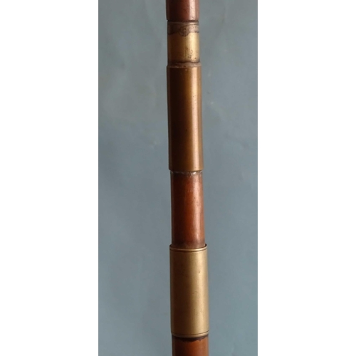 713 - A Köhler & Son, Covent Garden, copper and white metal coaching horn, 118cm long, (repaired)... 