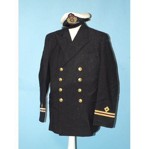 718 - A Royal Fleet Auxiliary Merchant Navy uniform jacket, hat, three pairs of epaulettes, buttons, etc.... 