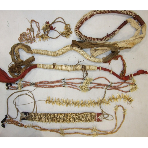 742 - A collection of Oceanic beadwork and tooth necklaces and headbands.