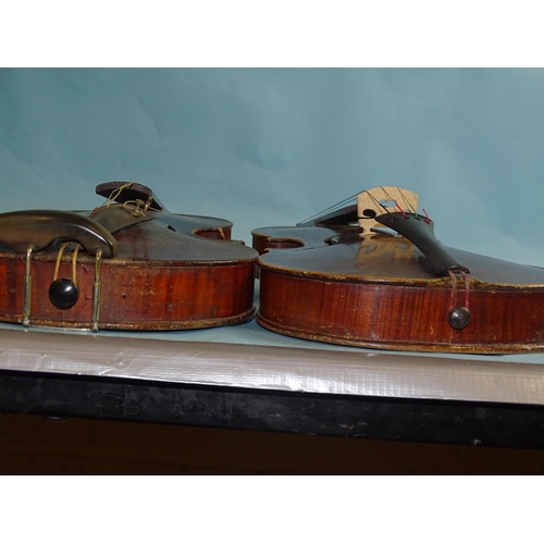 759 - A full-size violin 'The Maidstone', with two-piece back and bow in case and another labelled 'The Wi... 