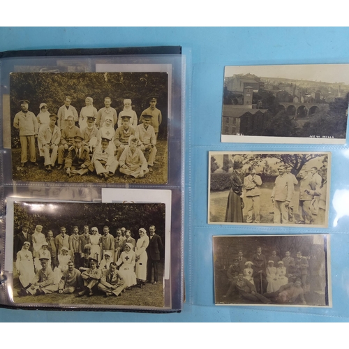 76 - An album of seventy-five postcards, photographs and ephemera, some relating to WWI Red Cross auxilia... 