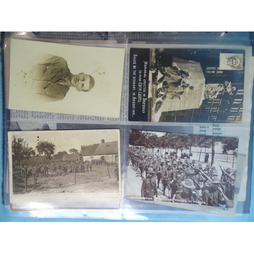 76 - An album of seventy-five postcards, photographs and ephemera, some relating to WWI Red Cross auxilia... 