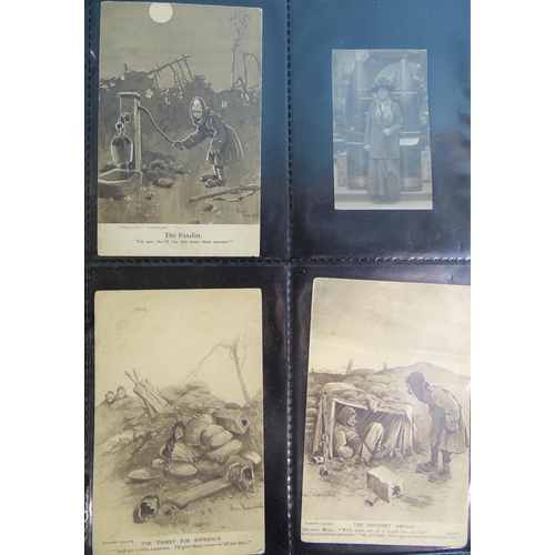 76 - An album of seventy-five postcards, photographs and ephemera, some relating to WWI Red Cross auxilia... 