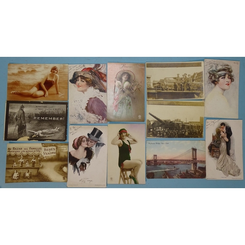 77 - Approximately 190 postcards cWWI, including RP's of a captured German canon, a French Edith Cavell p... 