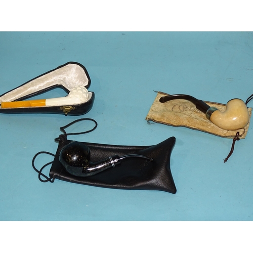 778 - A Peterson silver-mounted meerschaum pipe, another meerschaum pipe in case and one other, (3).... 