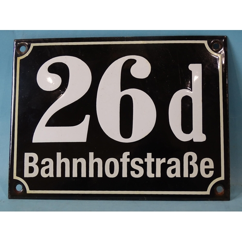 783 - A German enamelled house sign 