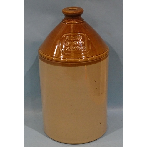 786 - A stoneware flagon, partially honey-glazed, impressed on top 