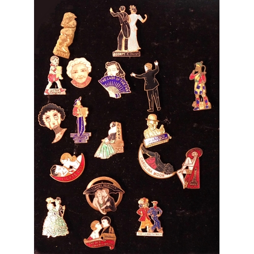 793 - A collection of fourteen 1930's song sheet promotional enamel pin badges by Miller, Birmingham, incl... 