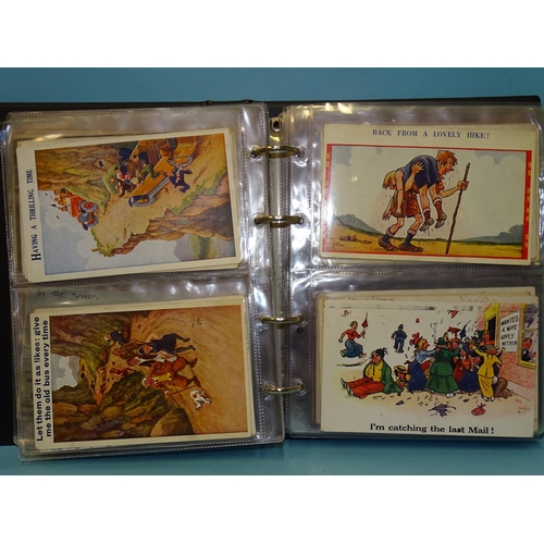 81 - An album of 112 comic postcards by Reg Carter, including two Wiggle Woggle cards, (one missing the m... 