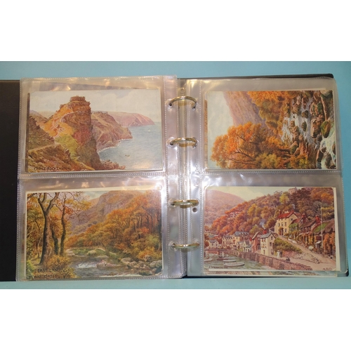 91 - An album of 100 artist-drawn A R Quinton postcards, mainly Southern England.