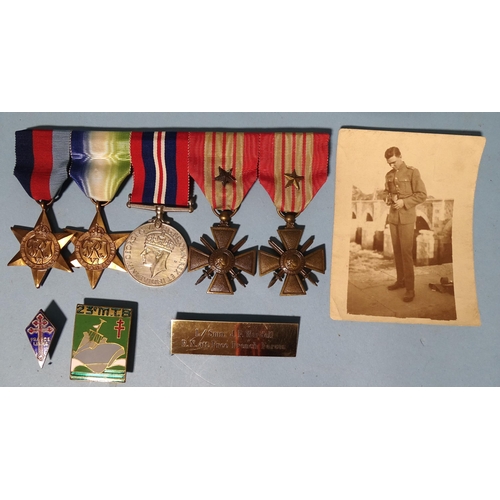 365 - A WWII group of five medals with plaque 