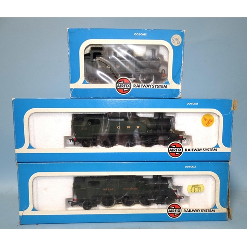 531 - Airfix OO gauge, two 54150-1 GWR 2-6-2 prairie tank locomotives RN 5151 and 4109 and 54152-7 GWR 0-4... 