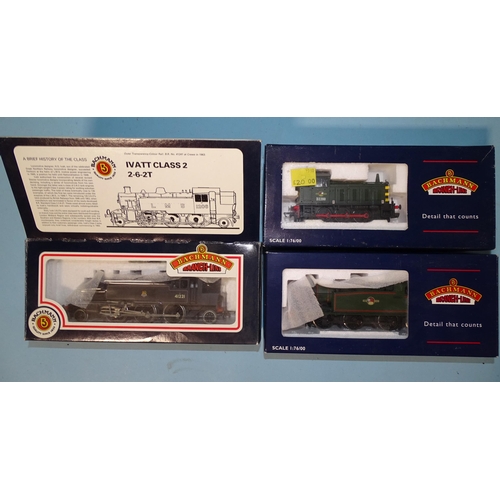 538 - Bachmann OO gauge, two BR tank locomotives: 31-450 2-6-2 Ivatt RN 41221, 32-077 0-6-2 Class 56xx RN ... 