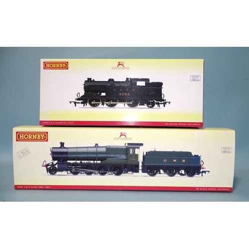 545 - Hornby OO gauge, R2918 GWR 2-8-0 Class 3800 locomotive RN 3803, (tender a/f) and R3465 LNER 0-6-2 Cl... 