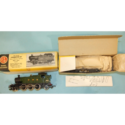 574 - OO gauge, Gem Model Railways, two GWR 0-6-2T 56xx Class locomotives, (one made), (boxed, unchecked).... 