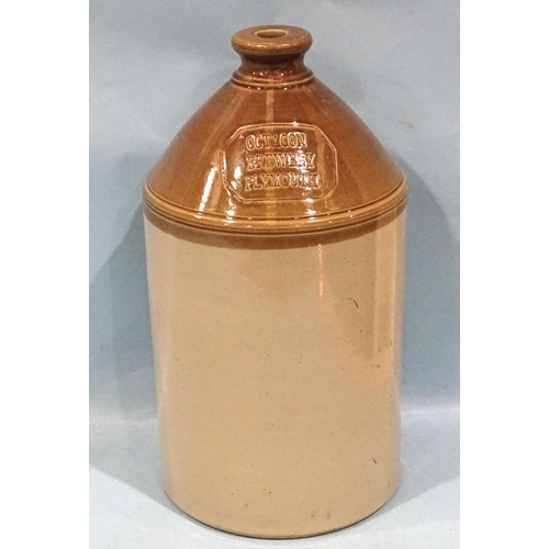 97 - A stoneware flagon, partially honey-glazed, impressed on top 