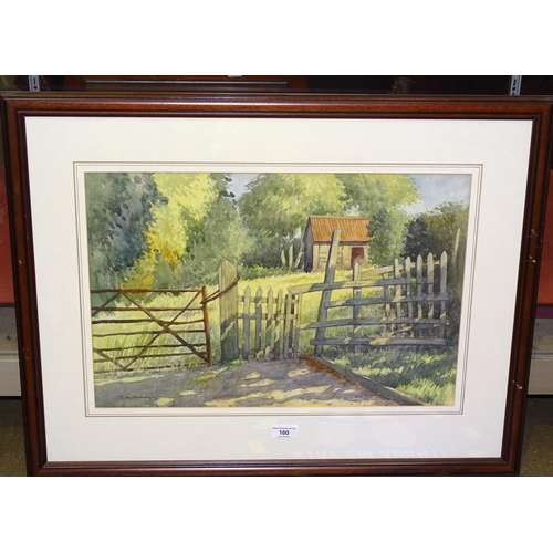 160 - D W Burley, 'The Field Gate', signed watercolour, dated '85, 36 x 53cm and a companion, a pair, (2).... 