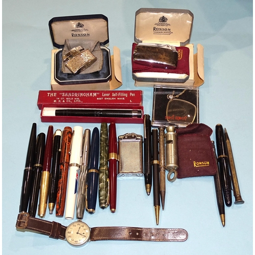 190 - A Burnham B48 fountain pen, a Parker Duofold fountain pen, a Parker '17' fountain pen, a Parker Vacu... 