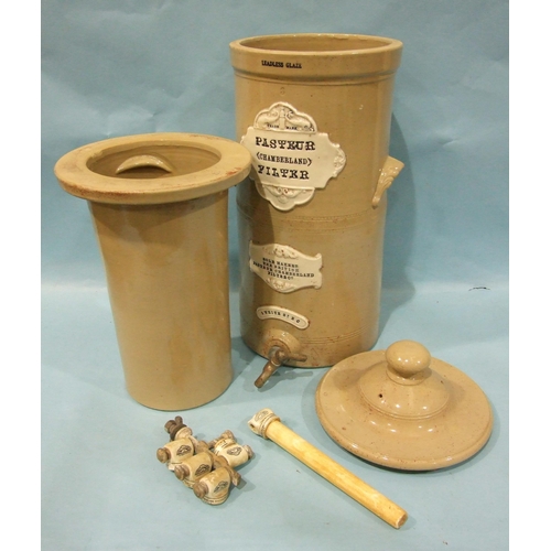 103 - A stoneware water filter complete with liner and lid, by Pasteur Chamberland Filter Co, 5 White St, ... 