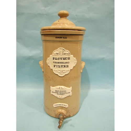 103 - A stoneware water filter complete with liner and lid, by Pasteur Chamberland Filter Co, 5 White St, ... 