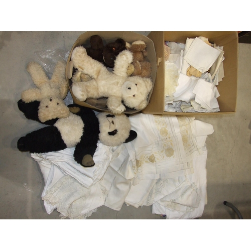 115 - A quantity of table linen, soft toys and other items.