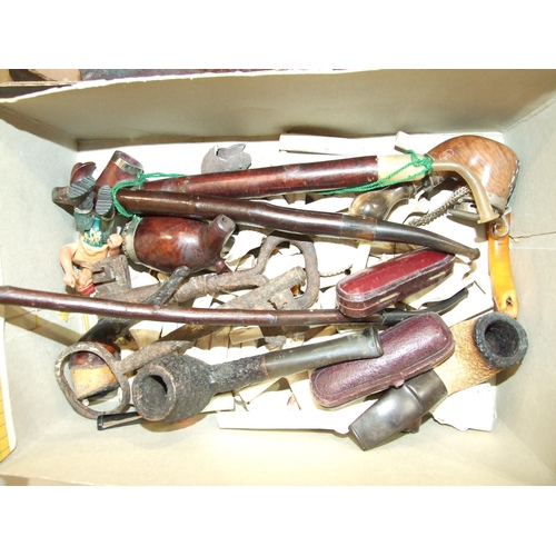 97 - A small quantity of smoking pipes, (some a/f), a collection of various jewellery and other boxes and... 