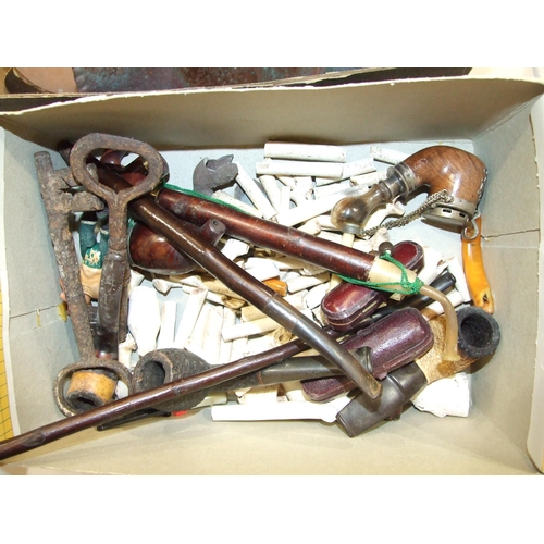 97 - A small quantity of smoking pipes, (some a/f), a collection of various jewellery and other boxes and... 