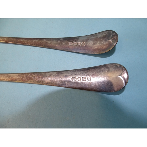 341 - A pair of Hester Bateman Old English pattern silver serving spoons, London 1790, ___6.68oz.... 