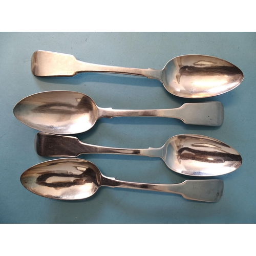 342 - Four silver fiddle pattern tablespoons, William Bateman II, London 1828, ___10oz.