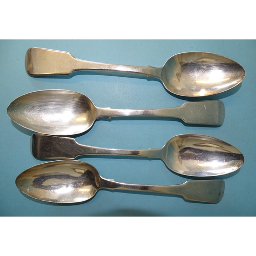 342 - Four silver fiddle pattern tablespoons, William Bateman II, London 1828, ___10oz.