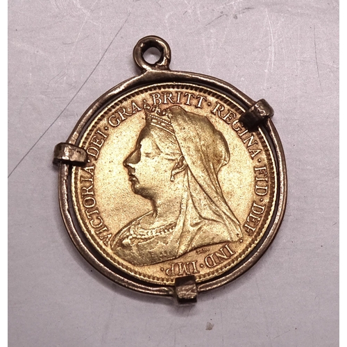 365 - A Queen Victoria half-sovereign, 1895, in 9ct gold pendant mount, gross weight 5.4g.... 