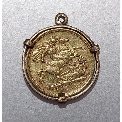 365 - A Queen Victoria half-sovereign, 1895, in 9ct gold pendant mount, gross weight 5.4g.... 