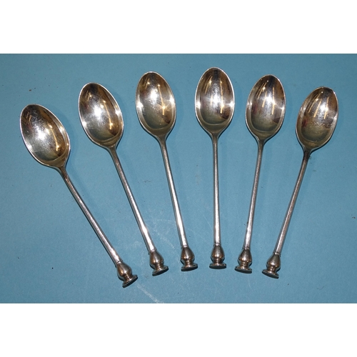 355 - A set of six Mappin & Webb seal-top teaspoons initialled CB, Sheffield 1923, ___2.5oz.... 