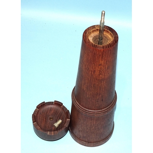 65 - In the style of Jens Harald Quistgaard, a mid-20th century teak chess castle/rook large pepper mill ... 