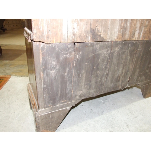 50 - A 17th/18th century walnut and oak glazed display cabinet, having a pair of glazed doors, three smal... 
