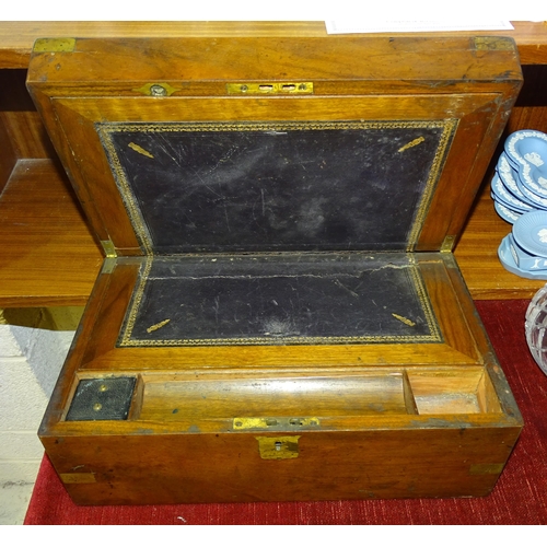 109 - An IMHOF gilt metal mantel timepiece, 24.5cm high and a brass-bound writing box, (2).... 