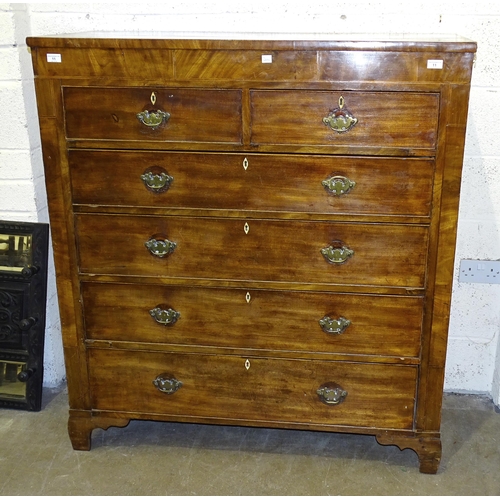 11 - A Georgian mahogany chest of two short and four long drawers, on bracket feet, 120cm wide, 132cm hig... 