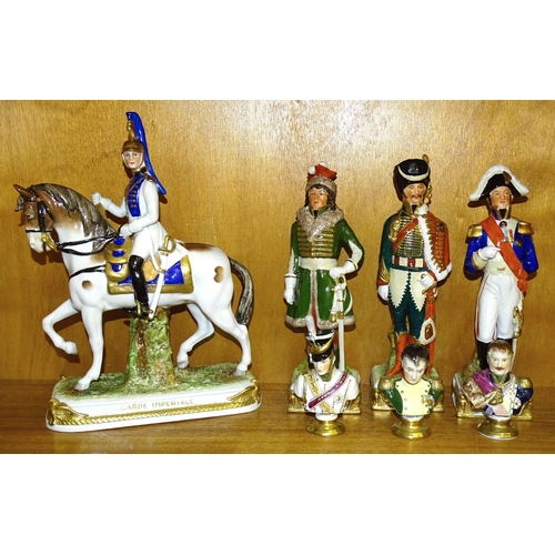 178 - A collection of four Sitzendorf porcelain military figures: 'Murat', 'De Beauhamais', 'Ney' and 'Gar... 