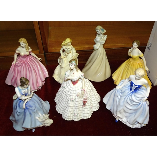 179 - A collection of seven Royal Doulton figurines: 'Just For You' HN4236, 'Lorraine' HN3118, 'My True Lo... 