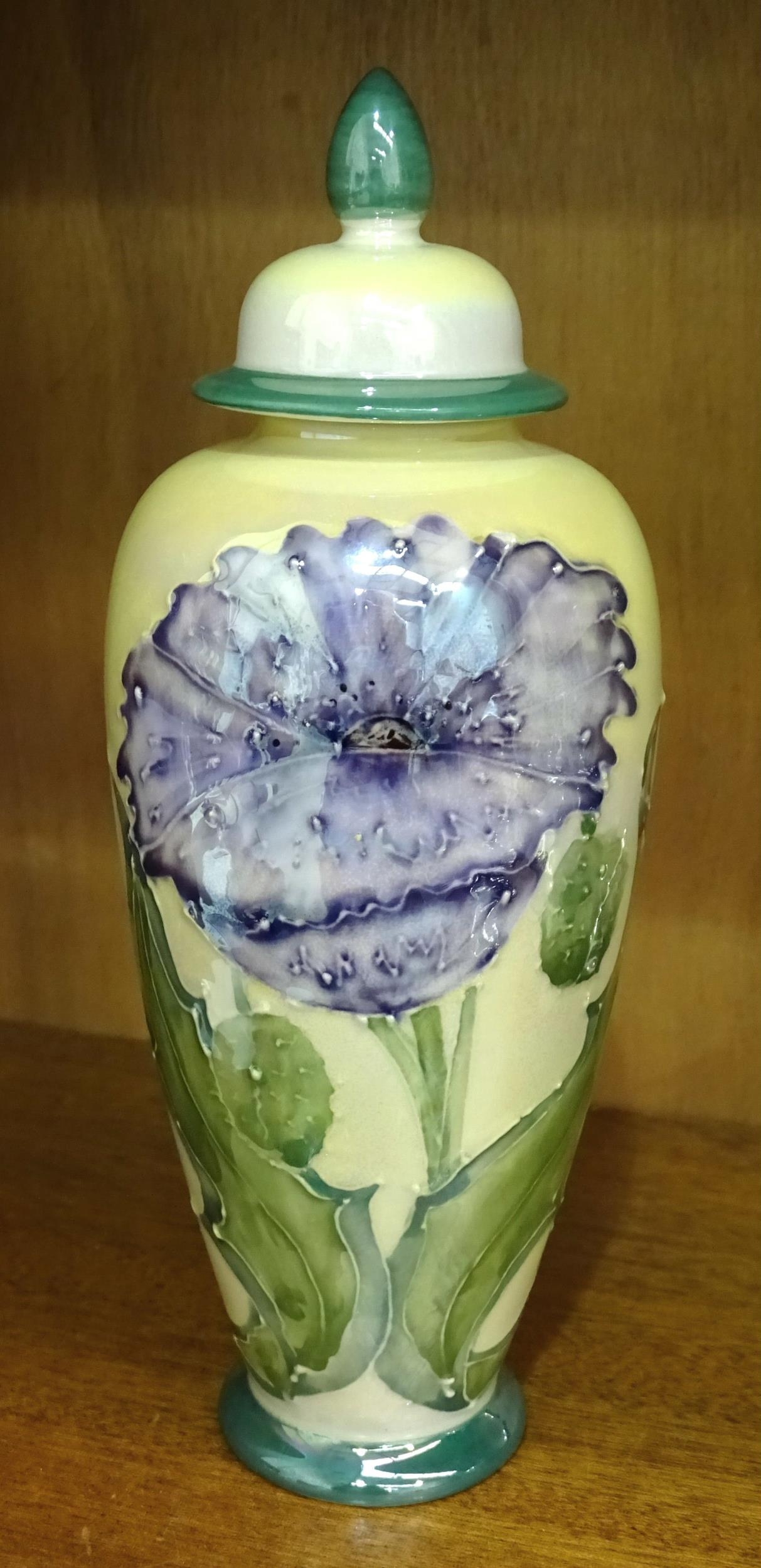 A Lise B Moorcroft Blue Poppy Decorated Lustre Vase And Cover, Chelsea ...