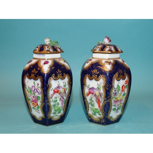 189 - A pair of late-19th/early-20th century Samson lidded vases of hexagonal form, decorated with alterna... 