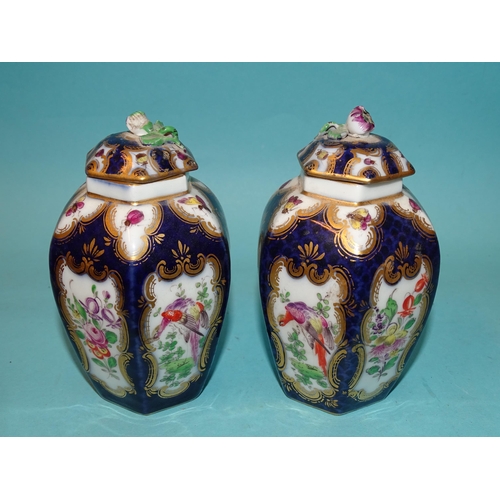 189 - A pair of late-19th/early-20th century Samson lidded vases of hexagonal form, decorated with alterna... 