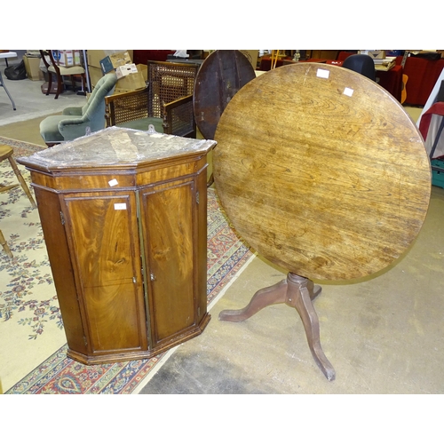 19 - A 19th century circular tilt-top table on turned column and tripod support, 84.5cm diameter, togethe... 