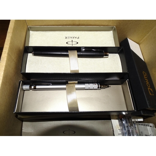 201 - A large quantity of incomplete box sets of Parker fountain and ballpoint pens, one item only in each... 