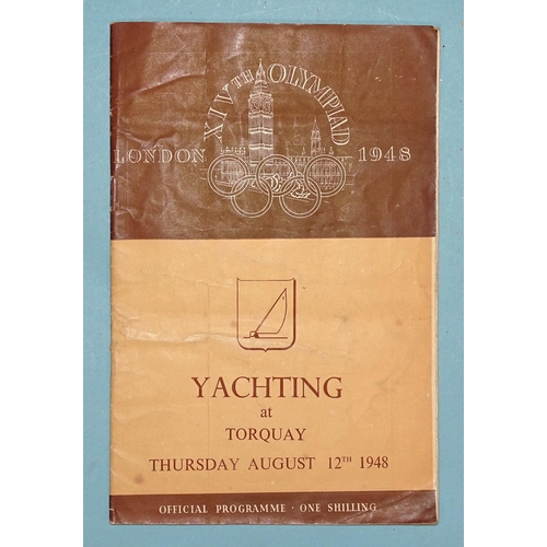 220 - A London 1948 Olympics yachting programme, Torquay Thurs. August 12th, Talbot-Booth Yachts, Yachting... 